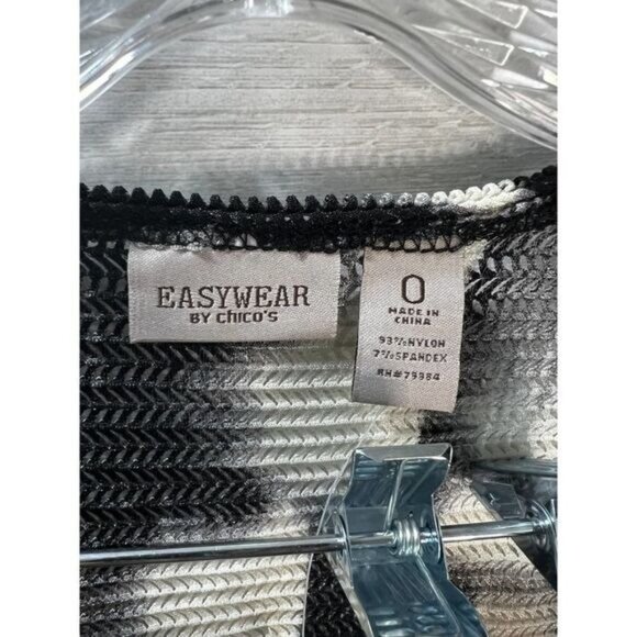 Easywear By Chicos Black & White Sleeveless Open-Front Vest O - Picture 4 of 5